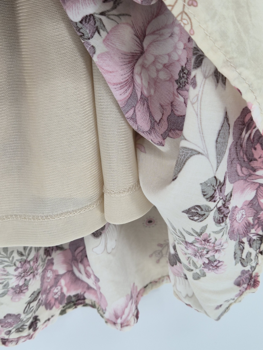 Cream Floral Mini Dress S Puff Sleeve Smocked Waist Coquette Cottagecore Prairie - Picture 10 of 14